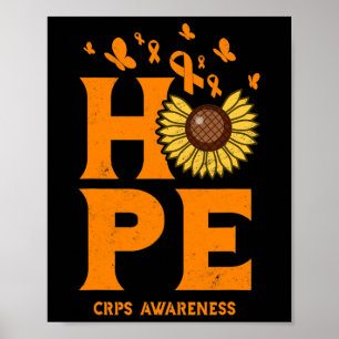 Póster Crps Naranja Hope Vintage Sunflower Awareness