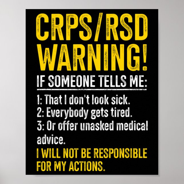 Póster Crps Rsd Aviso Crps Sobreviviente De Conciencia Cr (Frente)