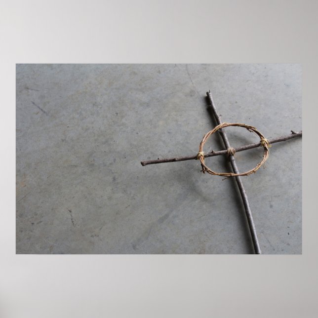 Póster Cruce celta rústica de palos y vides (Frente)