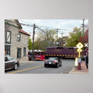 Póster Cruce de Ferrocarril con Tren