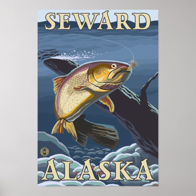 Póster Cruce de la pesca de trucha - Seward, Alaska (Frente)