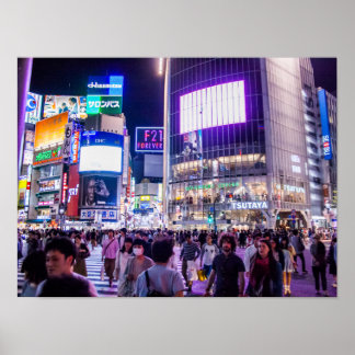 Póster Cruce de Shibuya por la noche