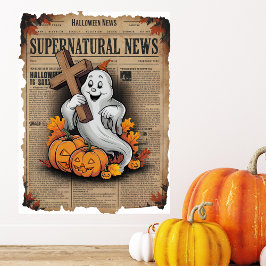 Póster Cruce el fantasma del periódico Halloween de estil