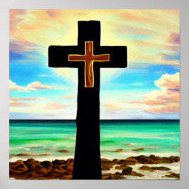 Póster Cruce en el Poster Shore at Sunrise