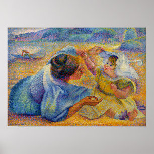 Póster Cruce - Madre Jugando Con Su Hijo 1897