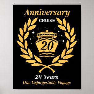 Póster Crucero de Aniversario 20 Años Celebración de Boda