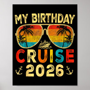 Póster Crucero de cumpleaños 2026 crucero de fiesta de cu
