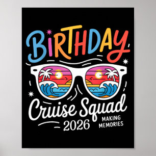 Póster Crucero de cumpleaños tripulación familiar vacacio