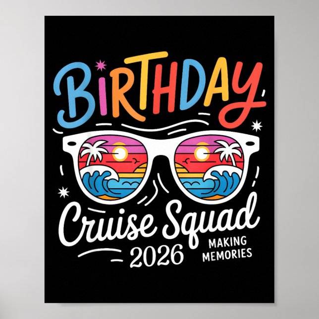 Póster Crucero de cumpleaños tripulación familiar vacacio (Frente)