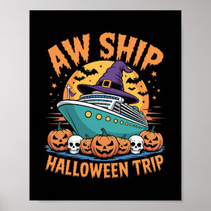 Póster Crucero de Halloween Aw Ship Viaje Espeluznante Ro