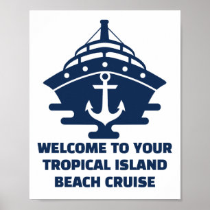 Póster Crucero de playa personalizado viaje ancla náutica
