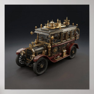 Póster Crucero de policía retro steampunk