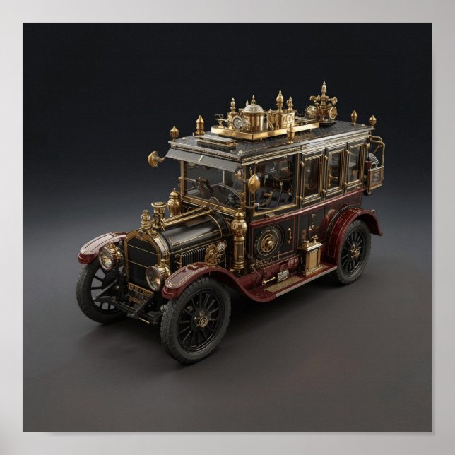 Póster Crucero de policía retro steampunk (Frente)