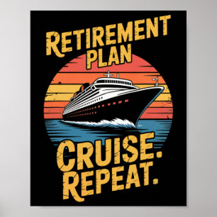 Póster Crucero Divertido Repetir Jubilado Navegando Vinta