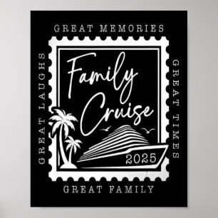 Póster Crucero Familiar 2025 Viaje Sello Retro Familia