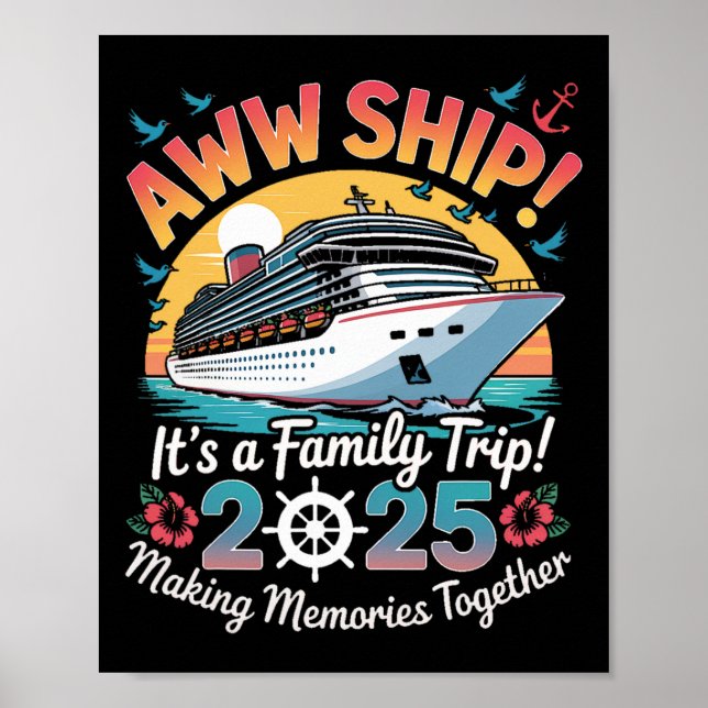 Póster Crucero familiar Aww Ship 2025 Viaje de vacaciones (Frente)
