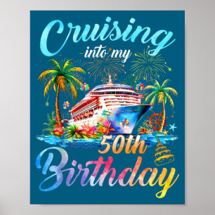 Póster Crucero hacia cumpleaños 50 familia crucero 50