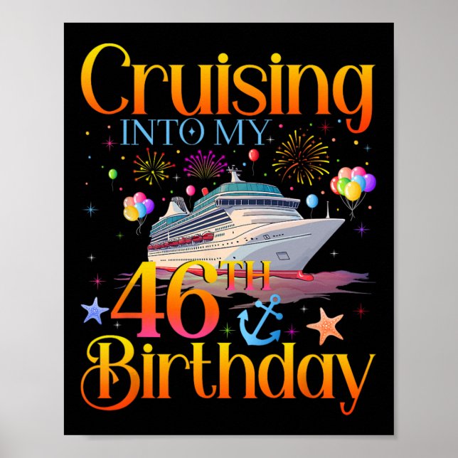Póster Crucero hacia mi cumpleaños 46 Crucero 46 años  (Frente)