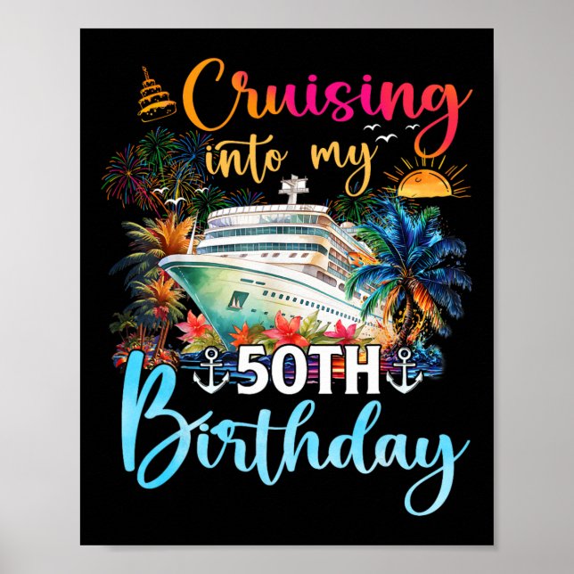 Póster Crucero hacia mi cumpleaños 50 Familia Crucero 50  (Frente)