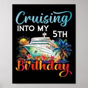 Póster Crucero hacia mi quinto cumpleaños viaje de cumple