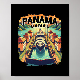 Póster Crucero por el Canal de Panamá Barco Gráfico Vinta