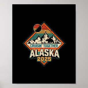Póster Crucero Retro Alaska 2025 Vacaciones Juntos Cruisi