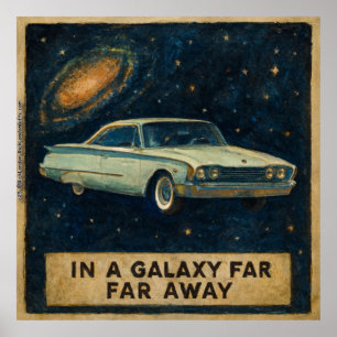 Póster Crucero Retro en el Espacio Profundo 