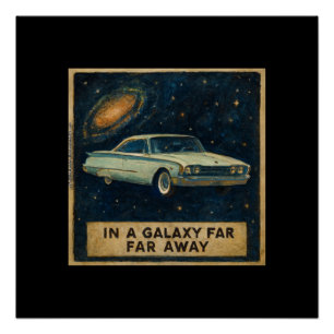 Póster Crucero Retro en el Espacio Profundo 