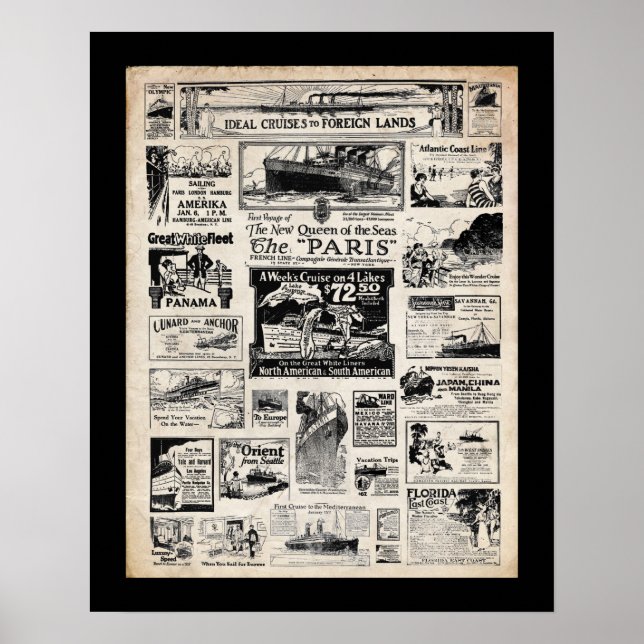 Póster Cruceros ideales a tierras extranjeras (Frente)