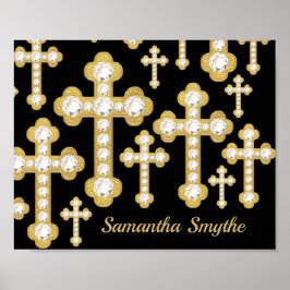 Póster Cruces con 12 diamantes falsos -