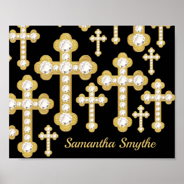Póster Cruces con 12 diamantes falsos - (Frente)