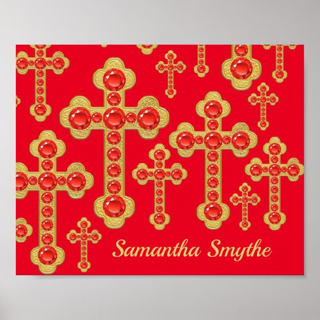 Póster Cruces con 12 Rubíes Falsos - (Frente)
