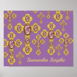 Póster Cruces con 6 falsos ácidos púrpura -