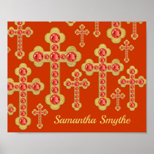 Póster Cruces con brotes y 12 granates falsos -