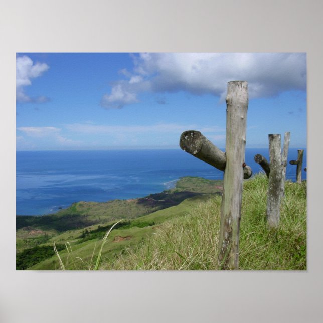 Póster Cruces con vistas a la isla de Guam, en el Pacífic (Frente)
