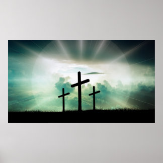 Póster Cruces de cigalas iluminadas con nubes Poster de P