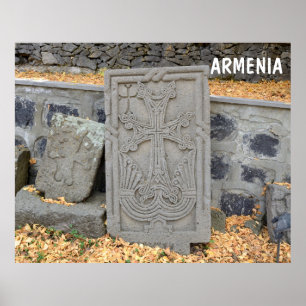 Póster Cruces de piedra antiguos (khachkars) en Armenia