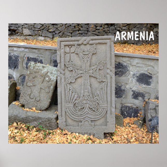 Póster Cruces de piedra antiguos (khachkars) en Armenia (Frente)