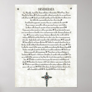 Póster Crucifijo nuclear azul DESIDERATA