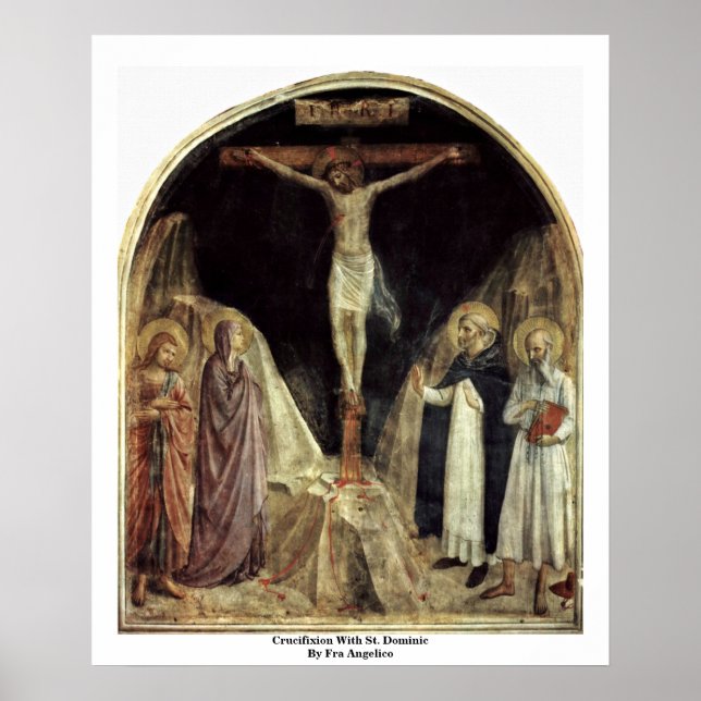 Póster Crucifixión Con Santo Domingo Por Fra Angelico (Frente)