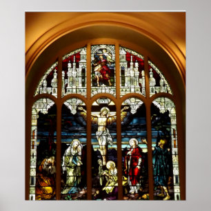 Póster Crucifixión del vitral de Jesús