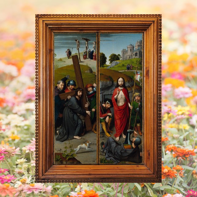 Póster Crucifixion Lent Resurrección Jesucristo Pascua (Religious Christian Catholic Crucifixion Lent Resurrection Jesus Christ is risen Easter Poster)