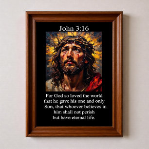 Póster Crucifixión Pasión Cristo Corona Espinas John 3:16