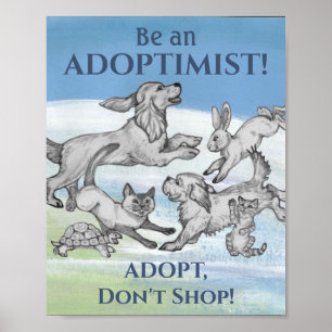 Póster Crueldad animal "Adopta, no compras" perro Mascota