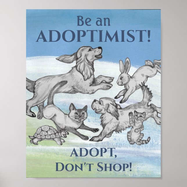 Póster Crueldad animal "Adopta, no compras" perro Mascota (Frente)