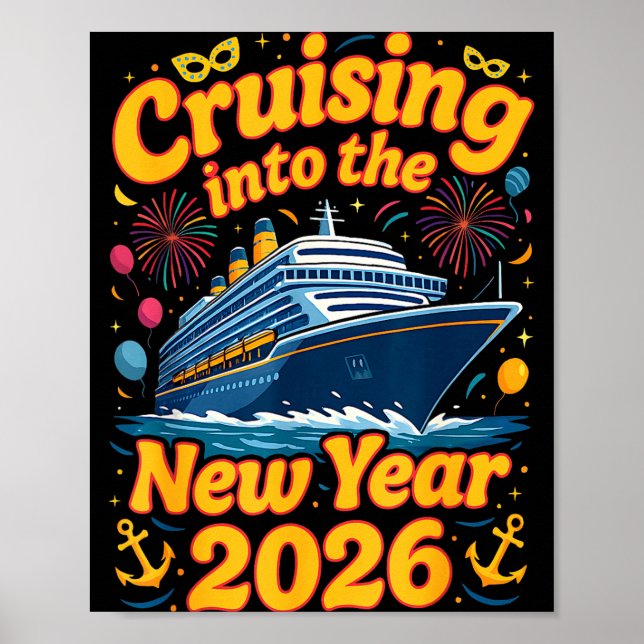 Póster Cruise Into The New Year 2026 Crew Squad Family Ma (Frente)