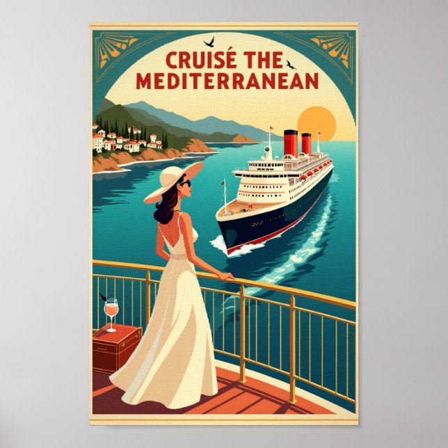 Póster Cruise the Mediterranean – Vintage Luxury Travel (Frente)