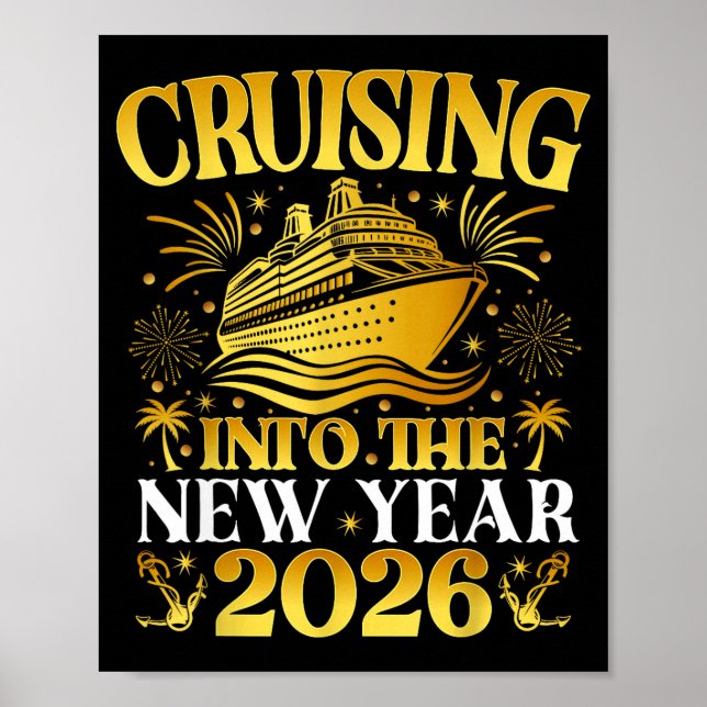 Póster Cruising Into 2026 New Years Cruise Family Holiday (Frente)