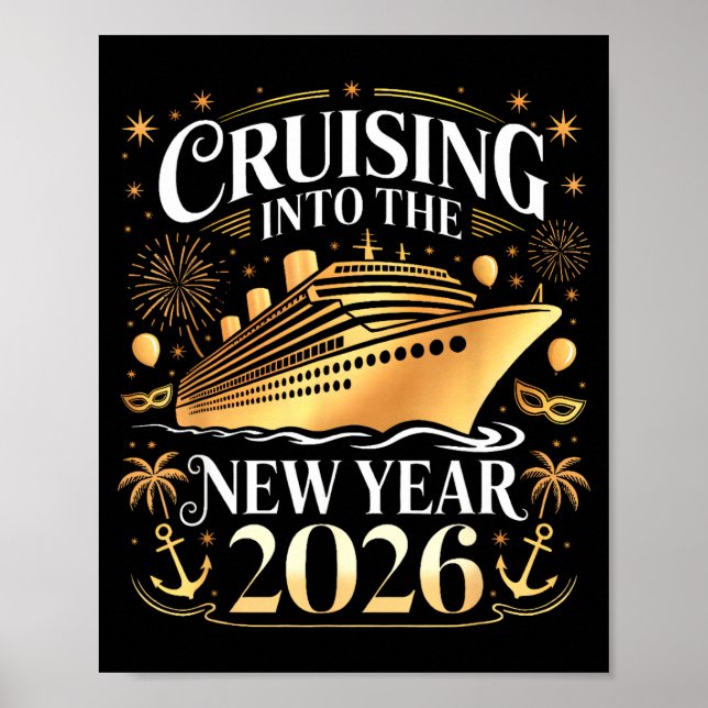 Póster Cruising Into 2026 New Years Eve Party Favors Fami (Frente)