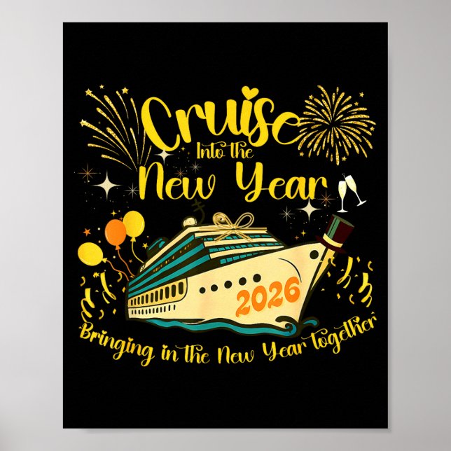 Póster Cruising Into 2026 New Years Eve Party Favors Fami (Frente)